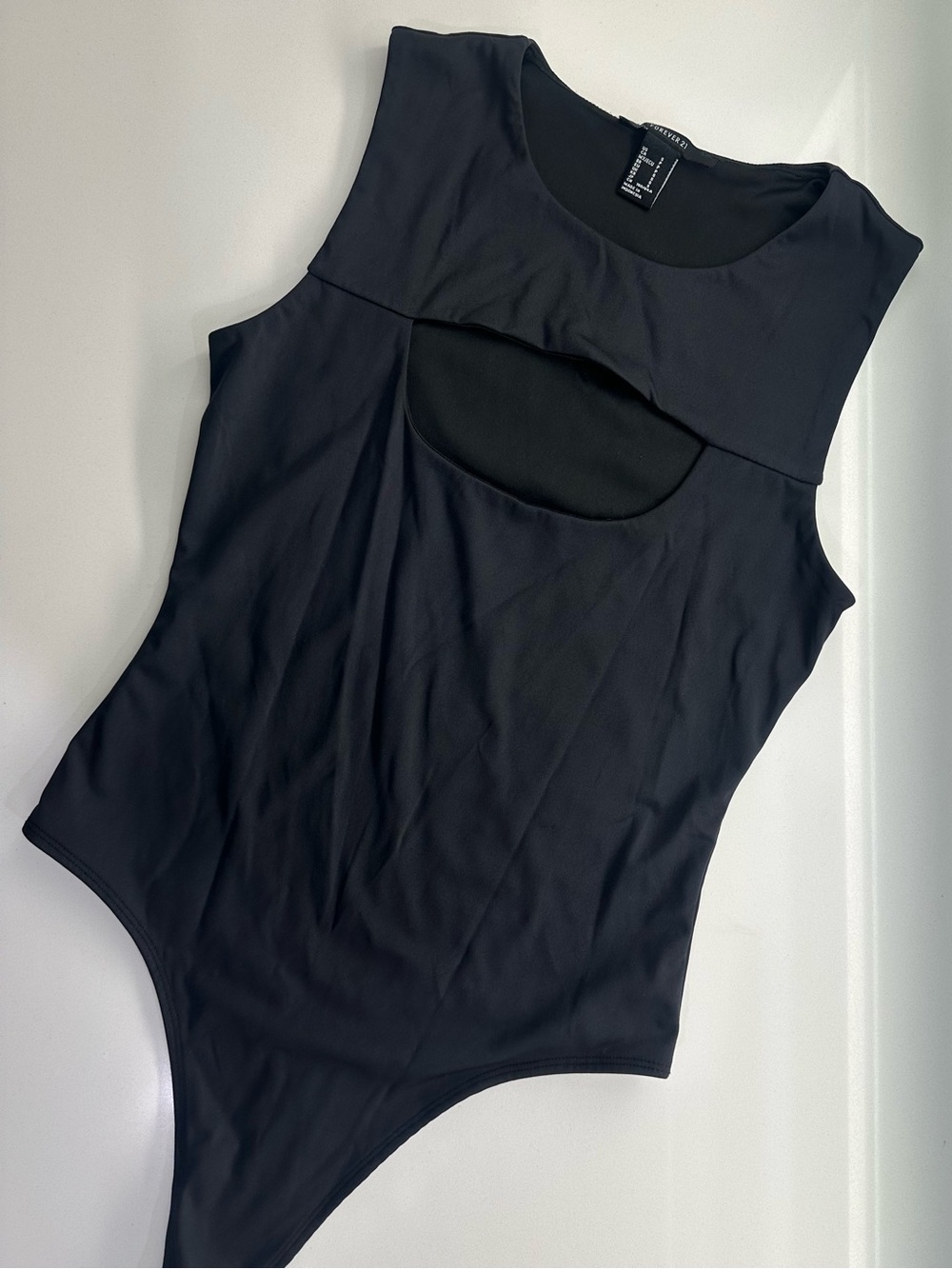Forever 21 Black Sleeveless Cutout Bodysuit